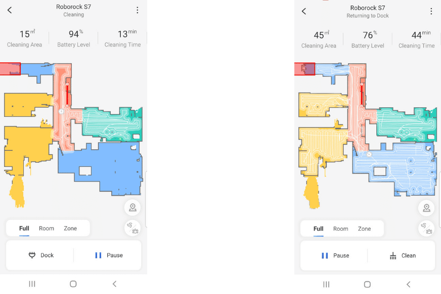 Дорожки движений Roborock S7 отображаются на карте в приложении Roborock App